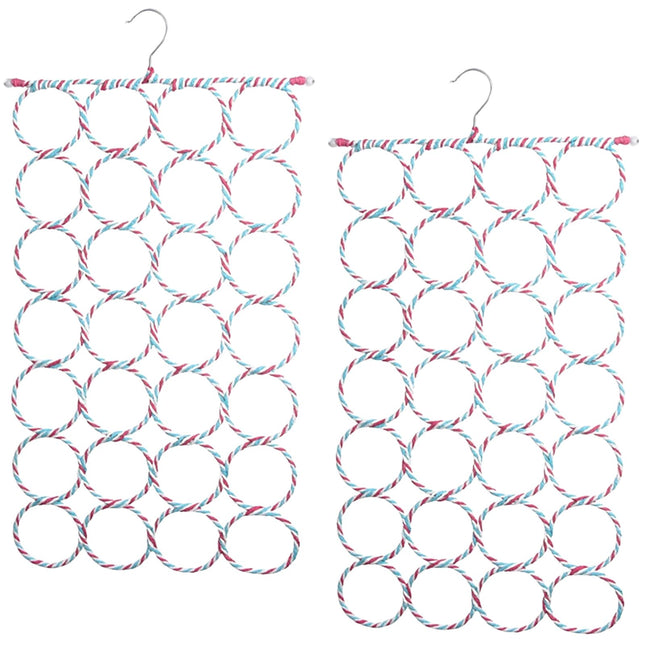 2x 24 Hole Scarf Hanger Holder Storage Tie Belt Scarf Organiser Space Saver