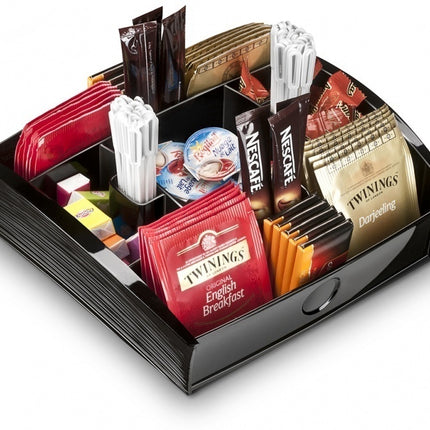 CEP Tea Coffee Storage Home Office Organizer Organiser Distributor Tray - Black