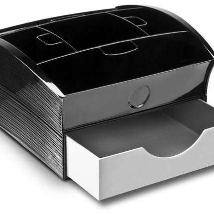 CEP Deluxe Tea Coffee Storage Home Office Organiser Distributor Tray - Black