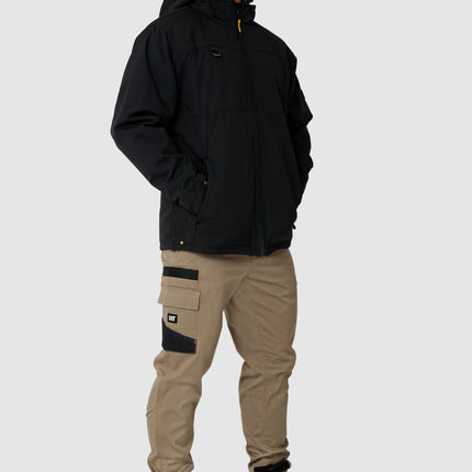 Caterpillar Mens Waterproof Zip Jacket w Hood Chinook CAT Winter Ski in Black - 3XL