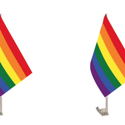 2x RAINBOW CAR FLAG with Window Clip Flags Australia Day 30cm x 45cm Gay Pride