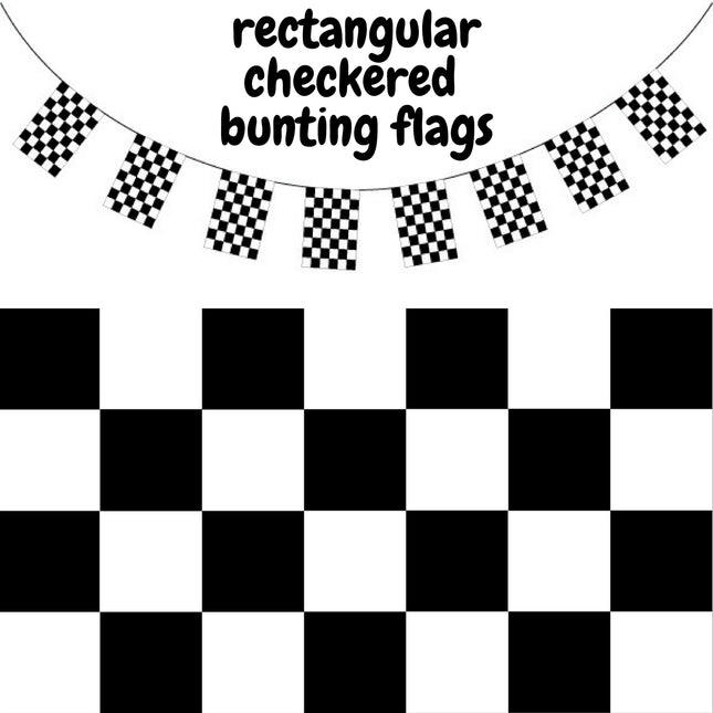 CHECKERED BUNTING FLAG Race Car Chequered Flag Banner Hanging Decoration Rectangular - 10.8 Metres