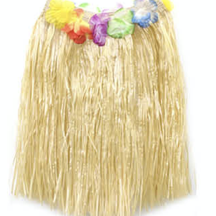 40cm HAWAIIAN HULA SKIRT Tropical Costume Dress Lei Grass Flower Party Adult - Natural