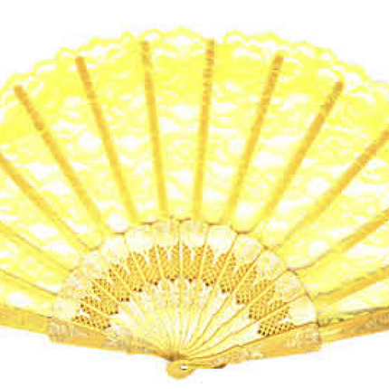 LACE FAN Hand Folding Wedding Party Bridal Spanish Costume Accessory - Yellow