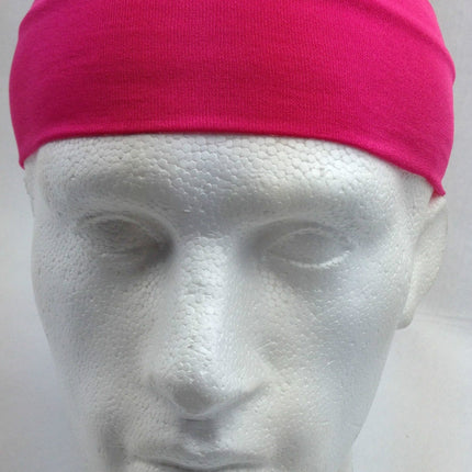 PLAIN HEADBAND Elastic Stretch Sports Yoga Hair Band Unisex 8cm Wide Wrap - Hot Pink