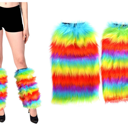 1 Pair Fluffy Leg Warmers Rainbow Gay Pride LGBTQ