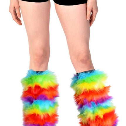1 Pair Fluffy Leg Warmers Rainbow Gay Pride LGBTQ
