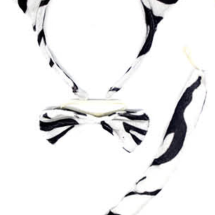 ZEBRA EARS HEADBAND w Bow Tail Animal Costume Halloween Party Hair Accessory