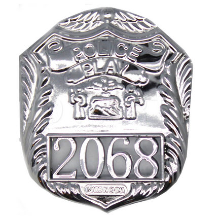POLICE BADGE Costume Accessory Plastic Silver Fancy Dress Party Officer Cop