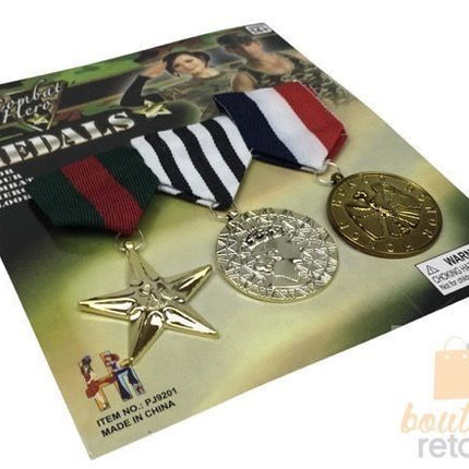 3x Army Solider Medals Combat Party Costume Halloween Fancy Dress Replica