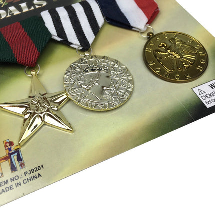 3x Army Solider Medals Combat Party Costume Halloween Fancy Dress Replica