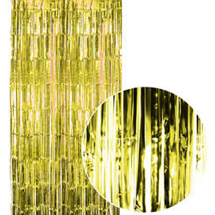 Tinsel Curtain Foil Metallic Fringe Backdrop Party Door Decorations - (200cm x 100cm) - Yellow/Gold