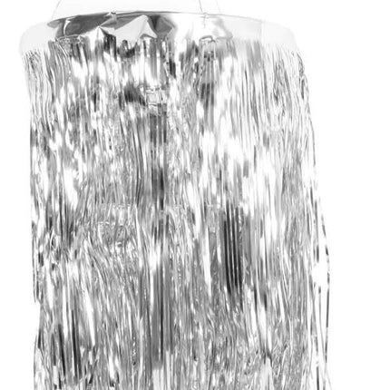 2 Tier Foil Metallic Tinsel Hanging Chandelier Party Decoration - Silver