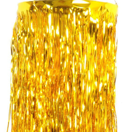 2 Tier Foil Metallic Tinsel Hanging Chandelier Party Decoration - Gold
