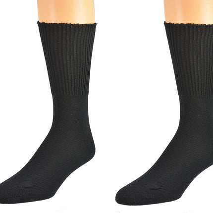1 Pair DIABETIC BAMBOO Socks Work Socks Medical Loose Top Crew Cushion BLACK - 11-14