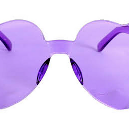 Party Sun Glasses Perspex Hearts Costume - Purple