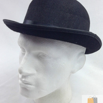 BOWLER HAT Party Vintage Costume Derby Felt Dance Halloween in Black