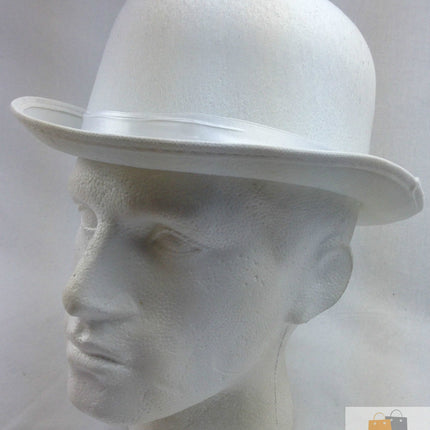 BOWLER HAT Party Vintage Costume Derby Felt Dance Halloween in White