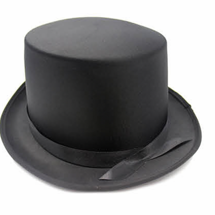 SATIN TOP HAT Costume Party Cap Fancy Dress Trilby Fedora One Size - Black