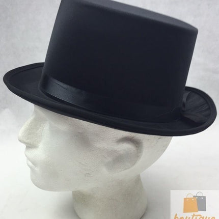 SATIN TOP HAT Costume Party Cap Fancy Dress Trilby Fedora One Size - Black