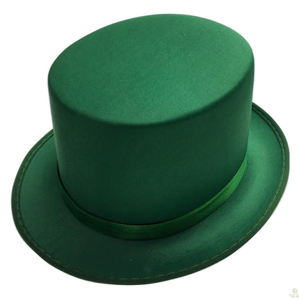 SATIN TOP HAT Costume Party Cap Fancy Dress Trilby Fedora One Size - Green