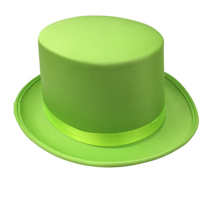 SATIN TOP HAT Costume Party Cap Fancy Dress Trilby Fedora One Size - Light Green
