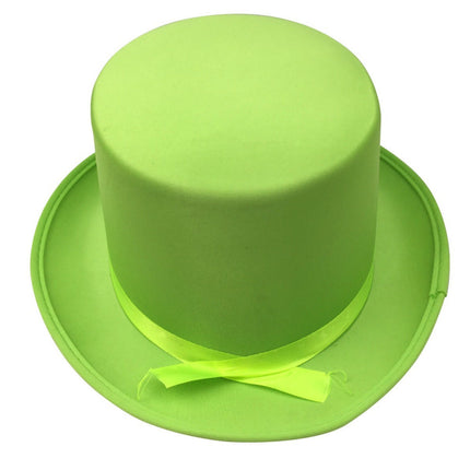 SATIN TOP HAT Costume Party Cap Fancy Dress Trilby Fedora One Size - Light Green