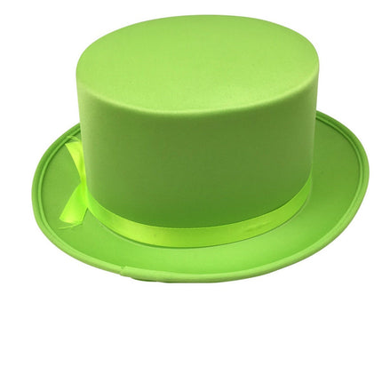 SATIN TOP HAT Costume Party Cap Fancy Dress Trilby Fedora One Size - Light Green