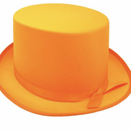 SATIN TOP HAT Costume Party Cap Fancy Dress Trilby Fedora One Size - Orange
