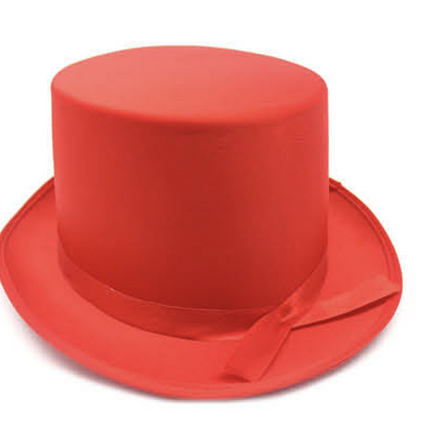 SATIN TOP HAT Costume Party Cap Fancy Dress Trilby Fedora One Size - Red