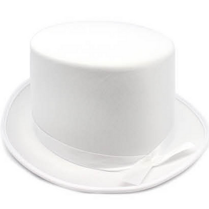 SATIN TOP HAT Costume Party Cap Fancy Dress Trilby Fedora One Size - White