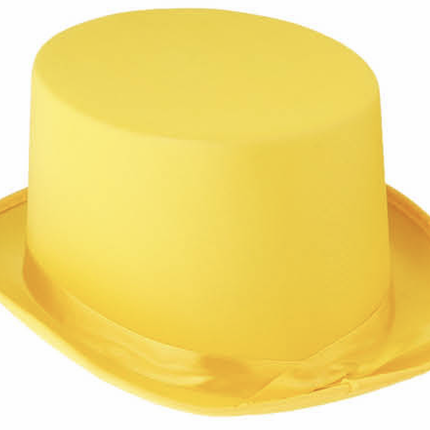 SATIN TOP HAT Costume Party Cap Fancy Dress Trilby Fedora One Size - Yellow