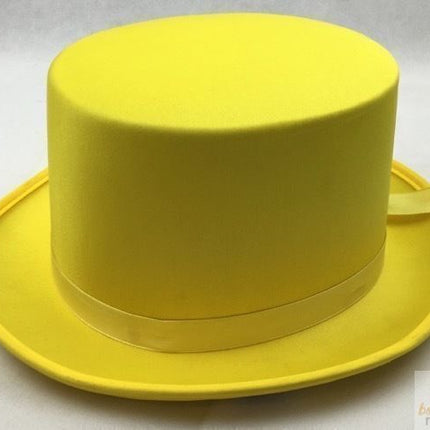 SATIN TOP HAT Costume Party Cap Fancy Dress Trilby Fedora One Size - Yellow