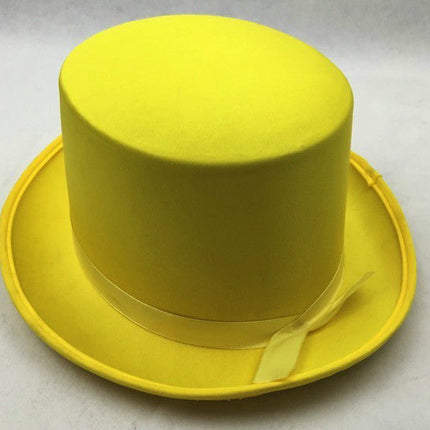 SATIN TOP HAT Costume Party Cap Fancy Dress Trilby Fedora One Size - Yellow