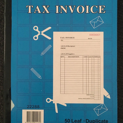 TAX INVOICE BOOK 50 Page Duplicate Statement Carbonless Quote