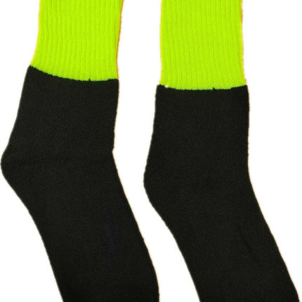 3x Pairs HI VIS SOCKS Workwear Work Safety Tradie High Visibility Fluro - Yellow - 11-14