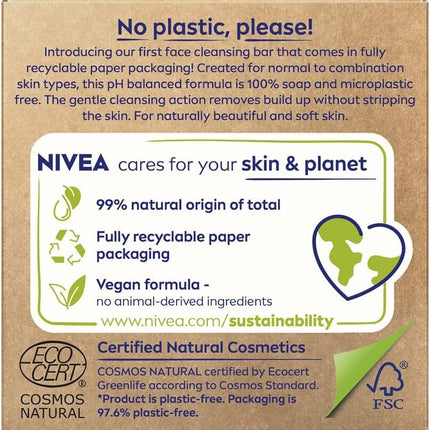 Nivea Face Cleansing Wonder Bar Sensitive Grape Seed Oil Fragrance Free 75g
