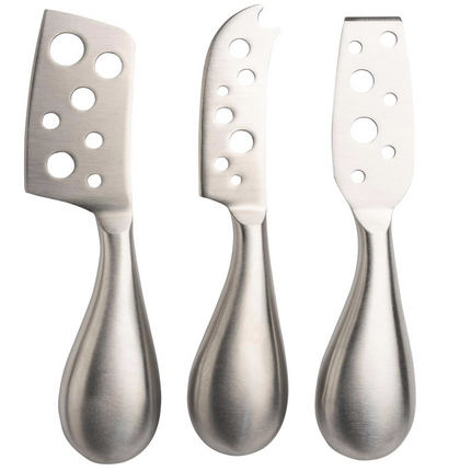 3pc Euroline Stainless Steel Cheese Knife Set Kitchen Cutlery Knives - Silver
