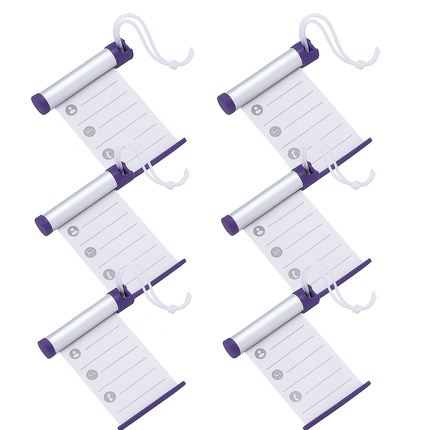 6x Funky Luggage Cylinder Tag Rollout Label for Address Details - Silver/Blue
