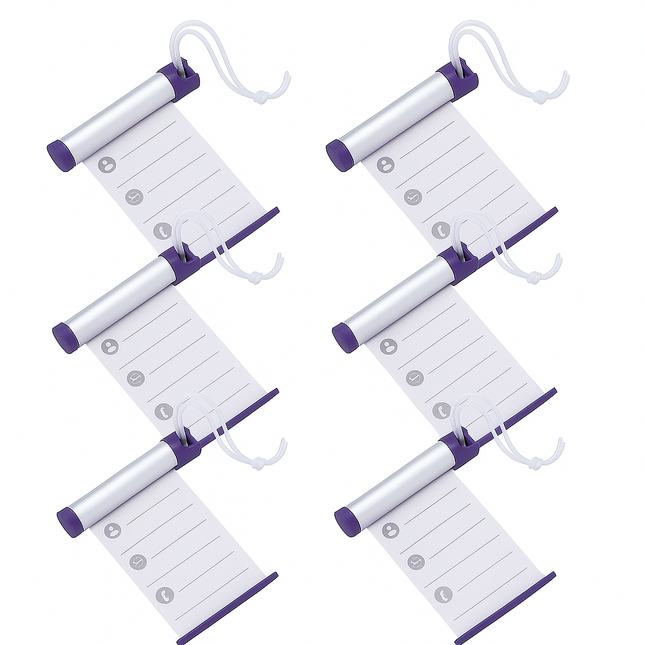 6x Funky Luggage Cylinder Tag Rollout Label for Address Details - Silver/Blue