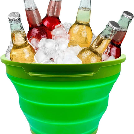 7 Litre Foldable Collapsible Silicone Bucket for Home/Hiking/Camping/Fishing - Green