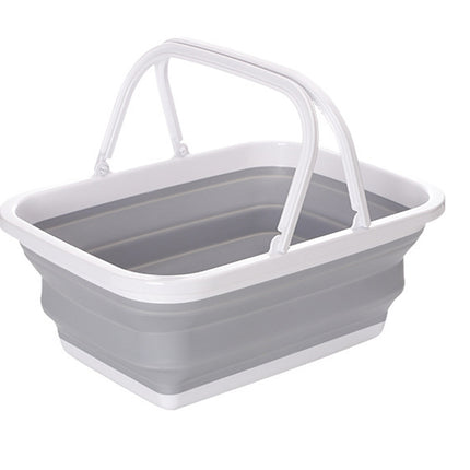 9L Collapsible Laundry Basket Washing Clothes w/Handles Bin Foldable - Grey/White
