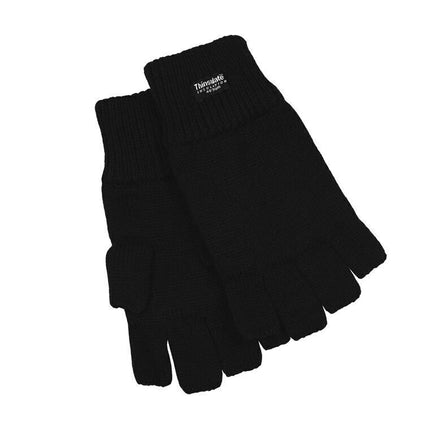 Dents 3M Thinsulate Womens Fingerless Knit Gloves Polar Insulation Thermal in Black
