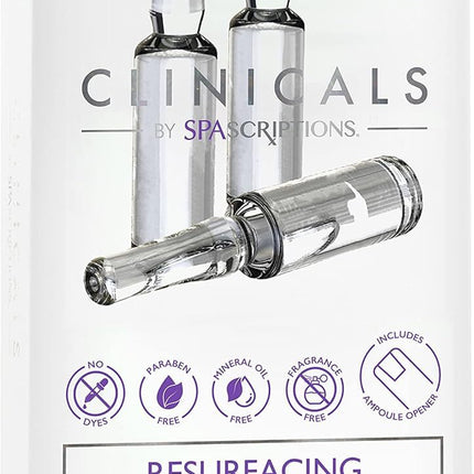 Spascriptions Clinicals Resurfacing Serum Ampoules 7-Pack 2.8ml Each Niacinamide Glycolic Acid PHAs Youthful Glow