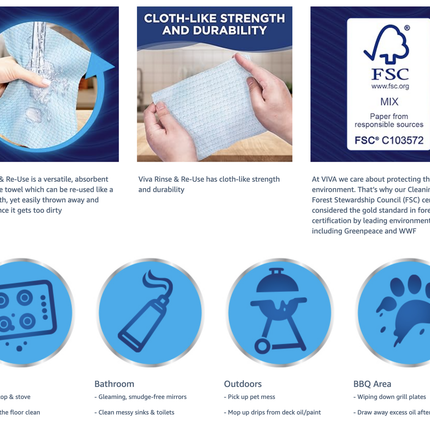 Viva Paper Towel Rinse & Re-Use Towel Reusable 20 Sheets