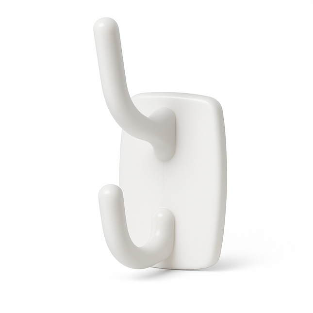 6x Deco Self-Adhesive Double Hooks in White – 2.3kg Weight Capacity per Hook