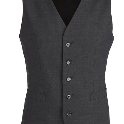 Mens Wool Blend Vest w/ Knitted Back Waistcoat Sleeveless Wool Blend - Charcoal - 132