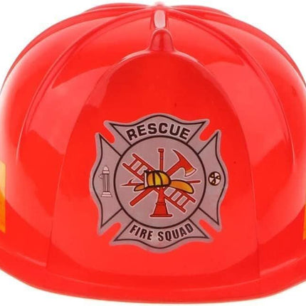 KIDS FIREMAN HAT Firemans Helmet Costume Dress Up Party Red Plastic Halloween Cap