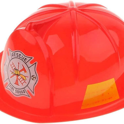 KIDS FIREMAN HAT Firemans Helmet Costume Dress Up Party Red Plastic Halloween Cap
