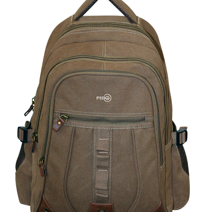FIB Washed Canvas Backpack Bag in Khaki